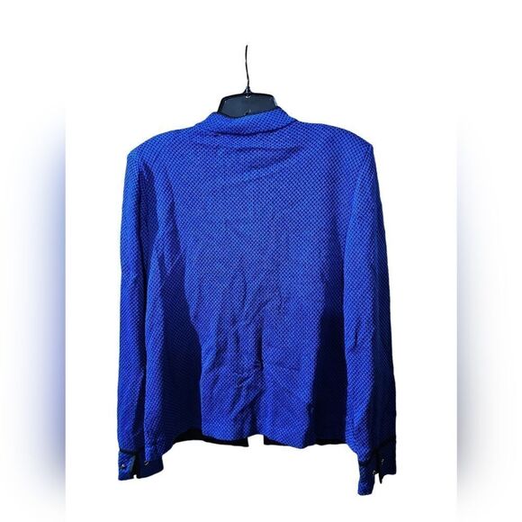 MING WANG Blue Black Woven Jacket - Size Small - Picture 2 of 7